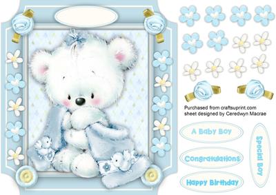 Lovely Baby Teddy Wrapped in His Blue Blanket