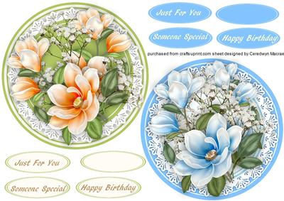 2 Lovely Magnolia and Baby's Breath Toppers
