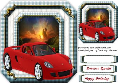 Lovely Sunset and Red Car 
