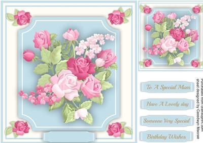 Lovely Roses on a Cut Out Mat 