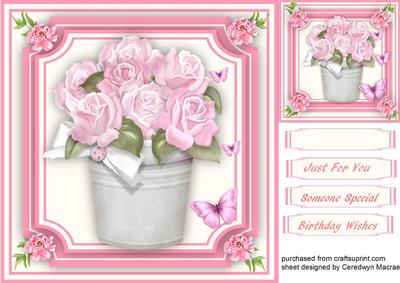 Lovely Tub of Pink Roses 