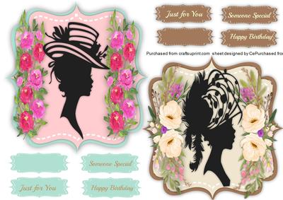 2 Lovely Silhouette Ladies in a Bracket 