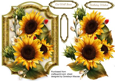 Beautiful Sunflowers on a Gold Bracket 