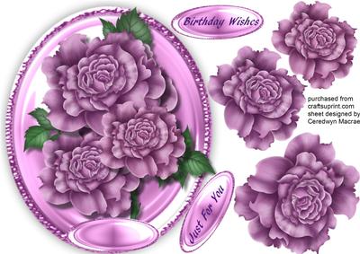 Lovely Lilac Roses on a Satin Mat 
