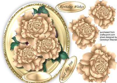 Lovely Buff Roses on a Satin Mat 