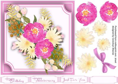 Beautiful Yellow and Oink Flowers on Cut Out Bracket 