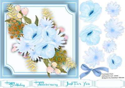 Beautiful Blue Flowers on Cut Out Bracket 