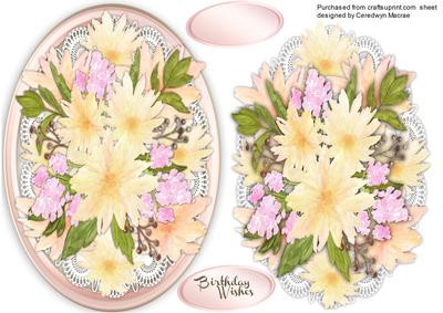 Beautiful Mixed Floral Toppe in Pink Gold Frame