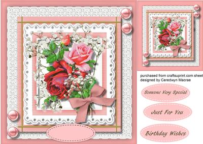 Lovely Pink and Red Roses on Lace 