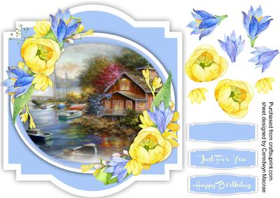 Beautiful Tulips and Water Scene 