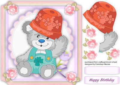 Fluffy Bear in His Flowerpot Hat 