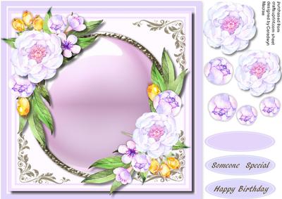 Lovely Lilac Peonies on a Silver Mat 