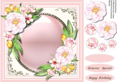Lovely Pink Peonies on a Silver Mat