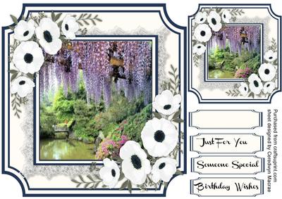 Beautiful Cut Out Card with White Anemones 