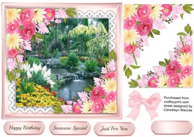 Lovely Flowrers and Lake Scene 