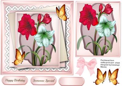 Beautiful Ameryllis and Gold Butterfly's