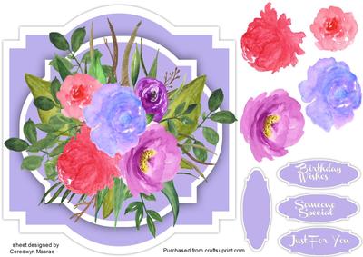 Lovely Mixed Roses on a Shaped Card