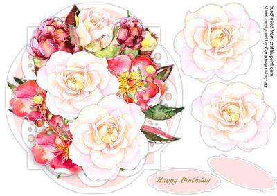 Beautiful Shaped Card with Soft Pink Roses 