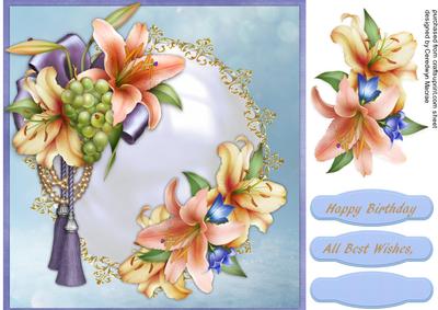 Lovely Downton Lillies on a Pearl Mat 