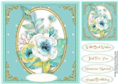 Lovely Mint Greenand Gold Flowers 