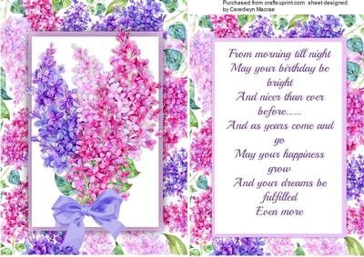 Print, Cut, and Fpld, Beautiful Lilac with Verse 