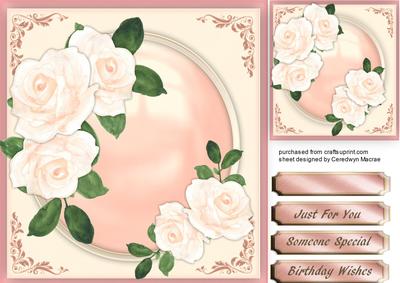 Lovely Pink Roses on a Pearl Mat 
