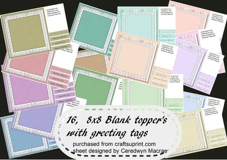 16, 8x8 Blank Topper Sheet with Greetings 