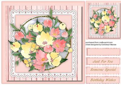 Lovely Mixed Flowers on a Gold Frame 