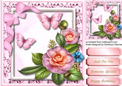 Lovely Pink Camellias and Butterfly's