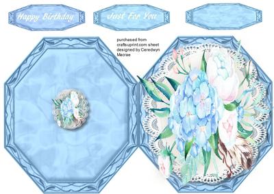 Lovely Octagonal Blue , Print, Cut, and Fold