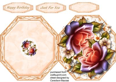 Lovely Twinklerose Octagonal , Print, Cut, and Fold
