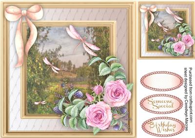 Beautiful Dragonflies and Roses .