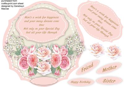 Lovely Pink Roses and Birthday Verse 