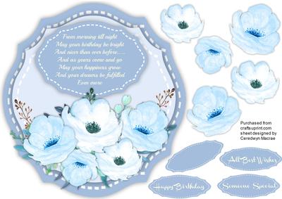 Beautiful Blue Anemone's and Birthday Verse