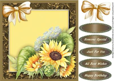 Lovely Sunflowers on Gold 