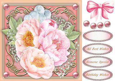 Pink Peonie's in a Ornate Mat 