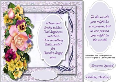 Beautiful Pansy's , Rose and a Lovely Verses 