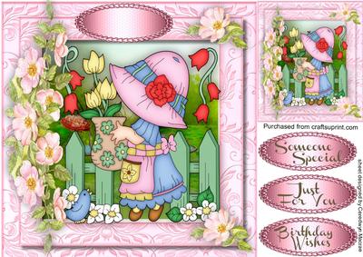 Little Bonnet Girl in Her Garden