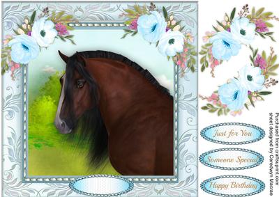 Lovely Draft Horse and Blue Anemone's