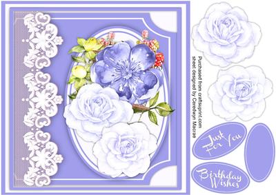 8x8 Lovely Lilac Roses and Lace 