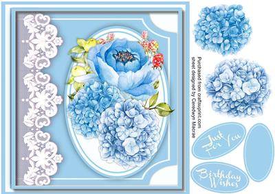 8x8 Lovely Blue Roses and Lace