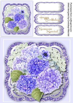 Lovely Lilac Hydrangers on Glitter Mat