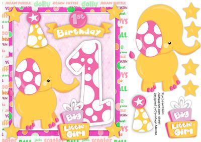 Baby Girls 1st Birthday Card 