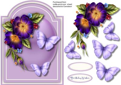 Lovely Lilac Shaped Card with Butterfly's