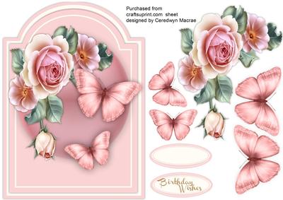 Lovely Pink Shaped Card with Butterflys
