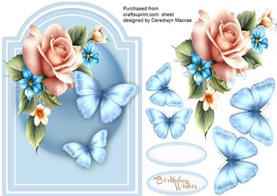 Lovely Blue Shaped Card with Butterfly's