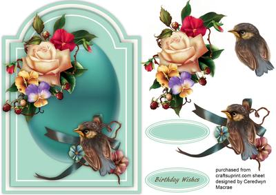 Lovely Aqua Shaped Card with Cute Bird 