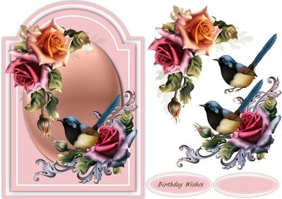 Lovely Pink Shaped Card with Blue Tit