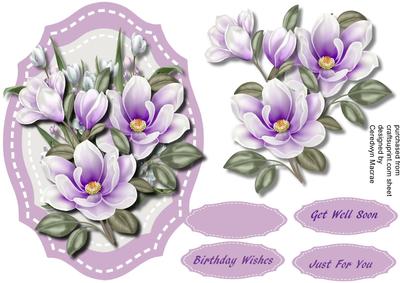 Lovely Lilac Magnolias on a Shaped Mat