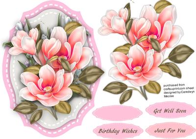Lovely Pink Magnolias on a Shaped Mmat